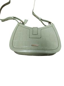 Sage Green Croc Embossed Shoulder Bag