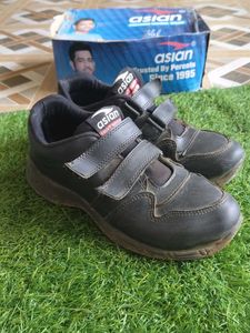 Asian Black Velcro Shoes