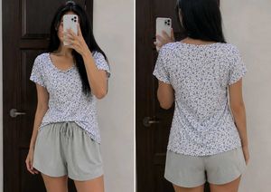 Cute Floral Print Pajama Set