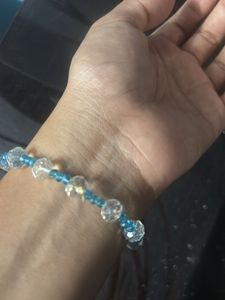 Blue Beaded Cross Bracelet