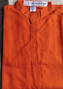 Men's Orange Cotton Kurta