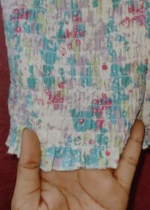 Floral Padded Tube Top With Neck Tie-up Design