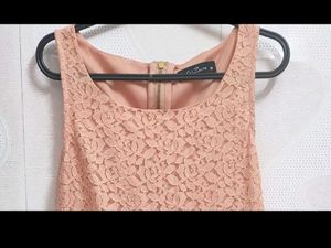 Peach Lace Fit &amp; Flare Dress