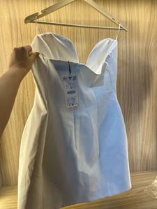NEW ZARA Elegant White Strapless Mini Dress