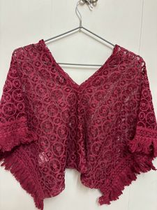 Maroon Color Self Design Kaftan Top