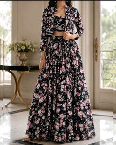 Floral Print Lehenga Choli Set