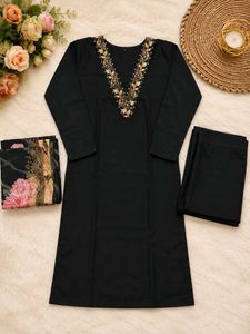 Embroidered Black Kurta Set