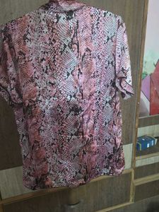 Pink Snake Print Pajama Top