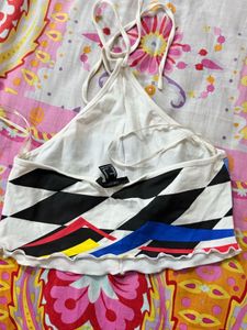 Blue Car Graphic Halter Top