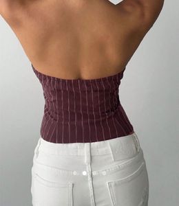 Striped Halter Neck Top