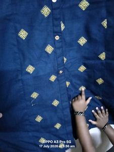 Stylish Navy Blue Embroidered Kurta