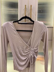 Ruched Wrap Long Sleeve Top