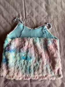 Cozy Tie-Dye Faux Fur Crop Top