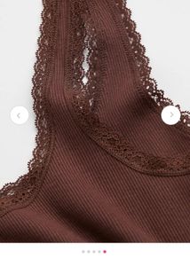 H&amp;M brown lace trimmed top