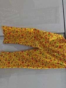 Yellow Floral Print Palazzo Pants