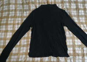 black shimmer Mock Neck Long Sleeve Top