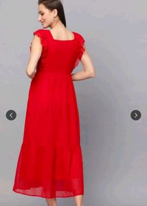 Chic Red Ruffle Maxi Dress