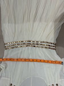 Elegant White Pleated Midi Dress