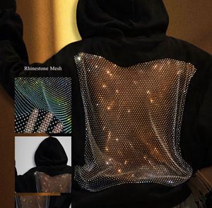 Sparkling Rhinestone back Mesh Hoodie