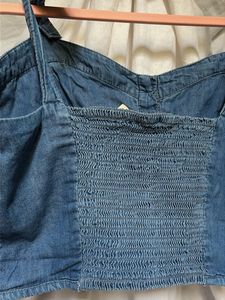 Max Denim Crop Top with Tie Straps
