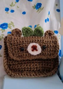 Handmade Crocheted Bear Pouch