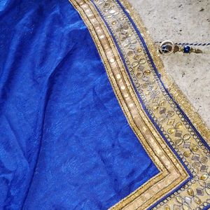 Stunning Blue &amp; Gold Embellished Saree