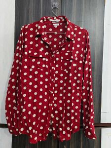 Red Polka Dot Button-Up Shirt