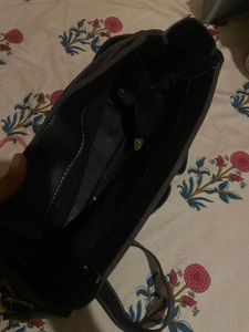 Label Jenn Black Handbag with Contrast Stitching