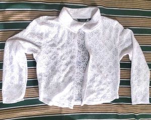 White Floral Lace Crop Jacket / Top