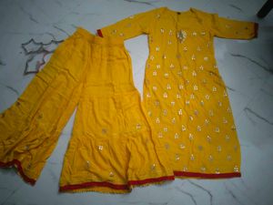 Yellow Embroidered Kurta and Palazzo Set