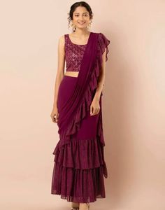 Elegant Ruffled Ready To Wear Saree