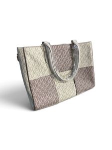 Elegant Monogram Print Tote Handbag with Detachabl