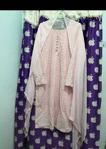 Baby Pink Kurti with Dupatta Set