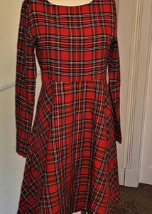 Charming Red Plaid Fit &amp; Flare Dress