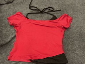 Cute Red Layered T-Shirt with Graphic Print