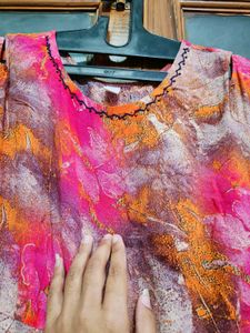 🇳🇿💫🎀Vibrant Pink &amp; Orange Floral Kurta Set