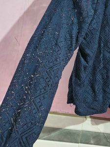 Navy Blue Patterned Long Sleeve Top bust 32 s