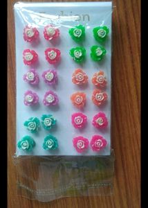 Colorful 12 Pair Ear Studs