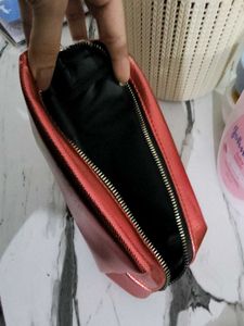 Shiny Red Makeup Pouch