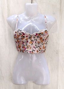 23197. Floral Print Corset Style Crop Top
