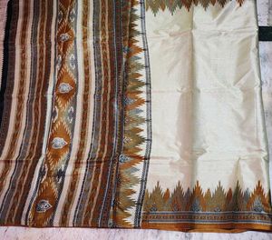 Elegant Cream Saree with Brown Border