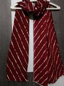 wine red Striped with silver border Scarf