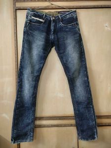 Indigo Fadings Navy Blue Denim Jeans | Waist 30