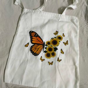 Cute Butterfly & Sunflower Tote Bag