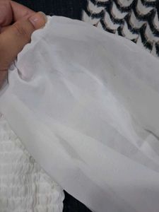 White Smocked Puff Sleeve Top