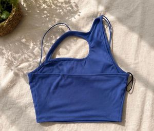 Blue Asymmetrical Crop Top