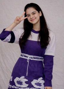 Purple & White Knit Dress