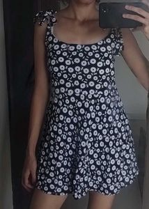 Cute Floral Mini Dress with Tie Straps