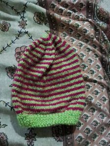 Handmade Striped Knit Beanie Hat