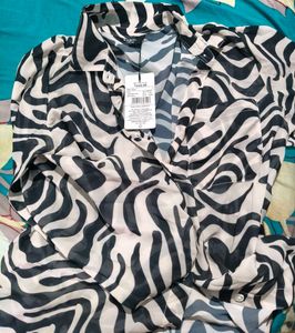 Shein Animal Print Spread Collar Shirt